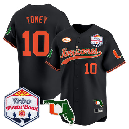 Men's Miami Hurricanes 2026 The Fiesta Bowl & Florida Patch Vapor Baseball Jersey - All Stitched