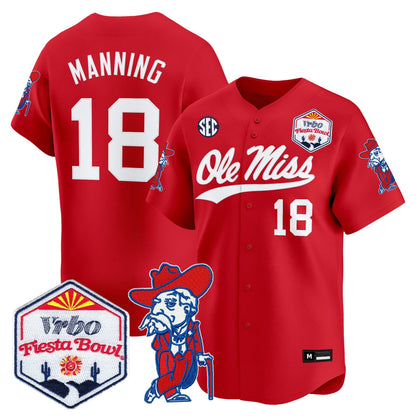 Men's Ole Miss Rebels 2026 The Fiesta Bowl Vapor Baseball Jersey - All Stitched