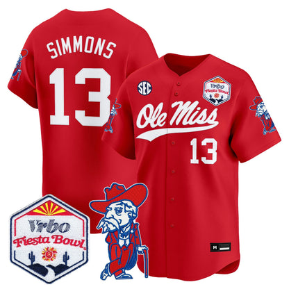 Men's Ole Miss Rebels 2026 The Fiesta Bowl Vapor Baseball Jersey - All Stitched