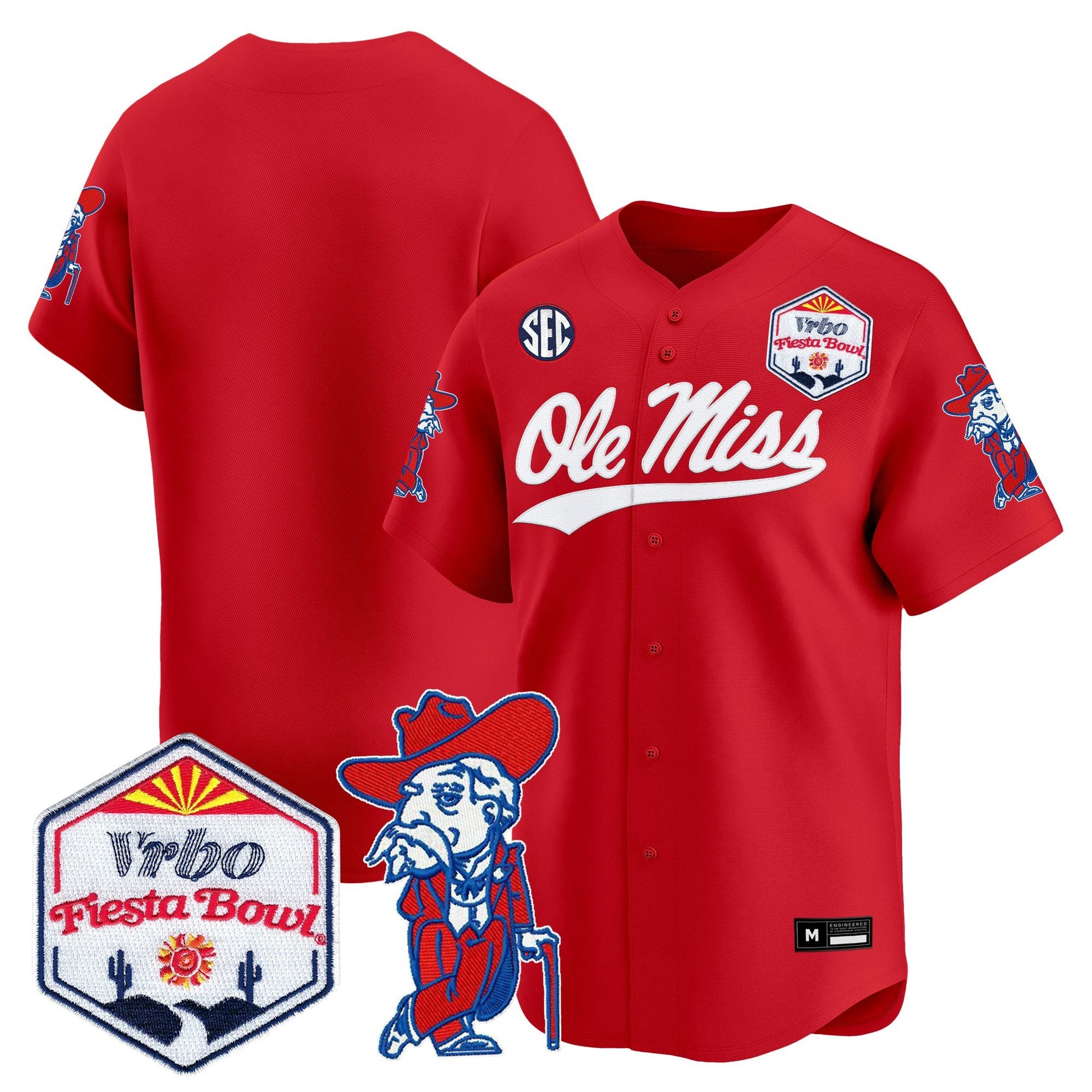 Men's Ole Miss Rebels 2026 The Fiesta Bowl Vapor Baseball Jersey - All Stitched