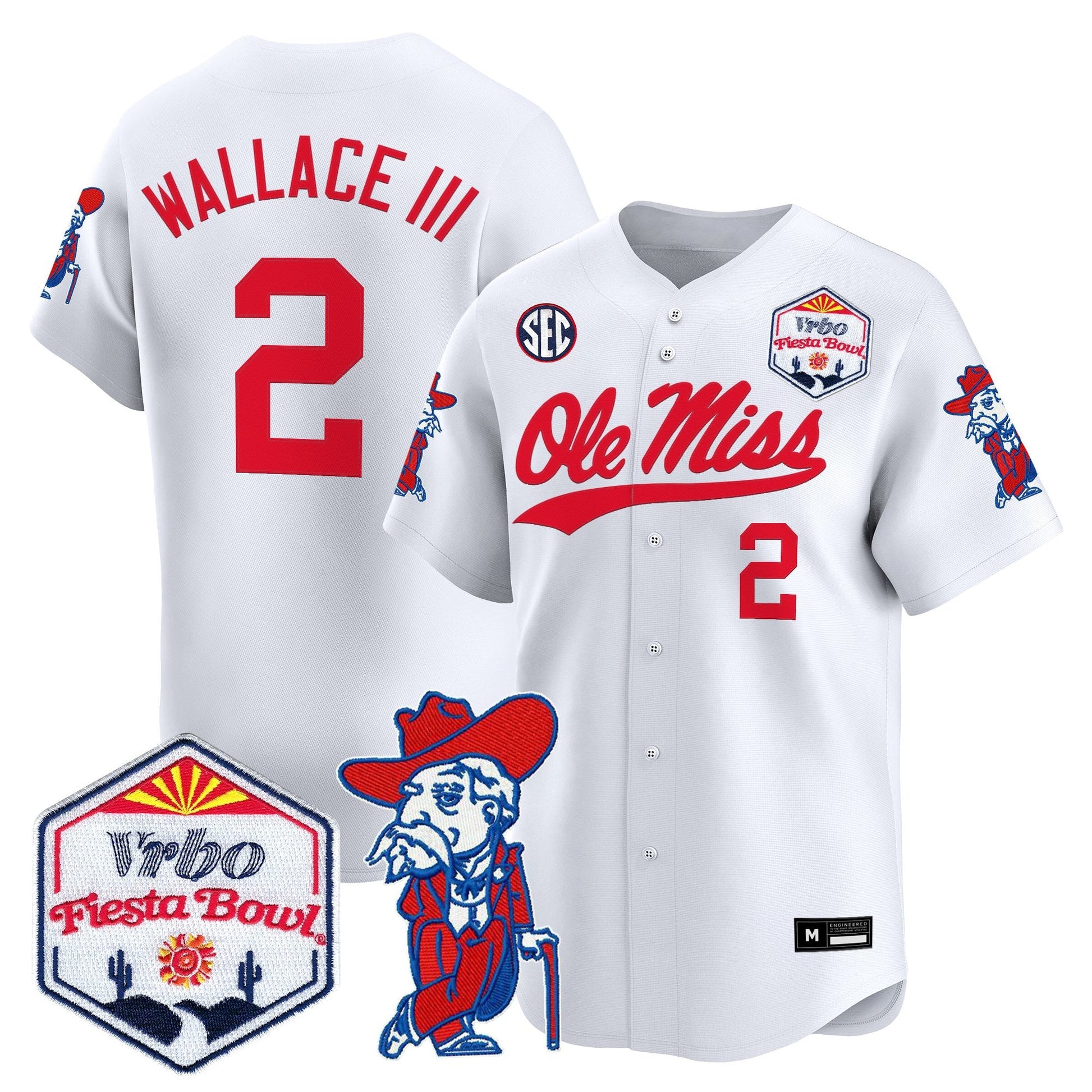 Men's Ole Miss Rebels 2026 The Fiesta Bowl Vapor Baseball Jersey - All Stitched