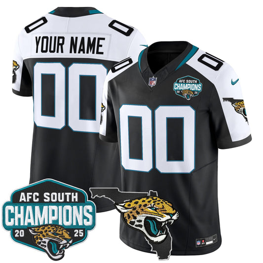 Jacksonville Jaguars 2025 AFC South Division Champions & Florida Patch Vapor Custom Jersey - All Stitched