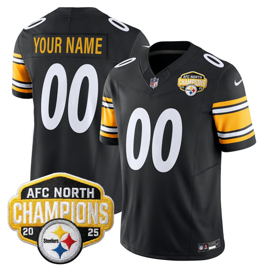 Pittsburgh Steelers 2025 AFC North Division Champions Vapor Limited Custom Jersey - All Stitched