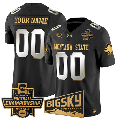 Montana State Bobcats 2026 Football Championship Gold Vapor Limited Custom Jersey - All Stitched
