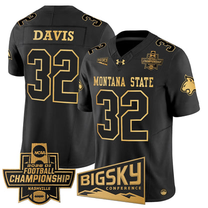Men's Montana State Bobcats 2026 Football Championship Gold Vapor Limited Jersey - All Stitched