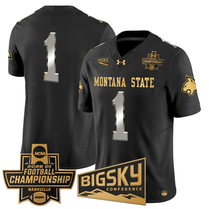 Men's Montana State Bobcats 2026 Football Championship Gold Vapor Limited Jersey - All Stitched