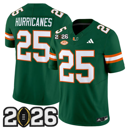 Men's Miami Hurricanes 2026 CFP Final Patch Vapor Limited Jersey - All Stitched