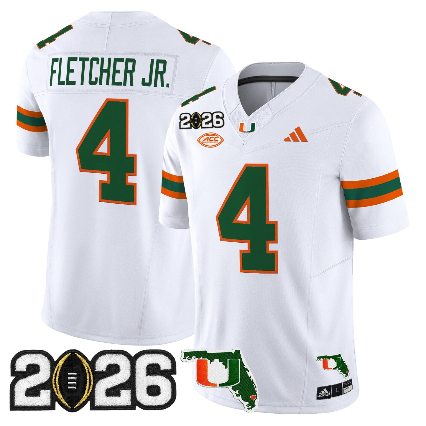 Men's Miami Hurricanes 2026 CFP Final & Florida Patch Vapor Limited Jersey - All Stitched