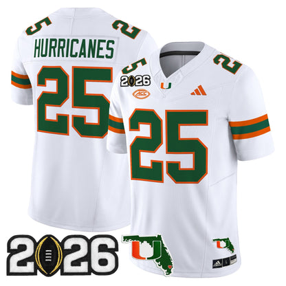 Men's Miami Hurricanes 2026 CFP Final & Florida Patch Vapor Limited Jersey - All Stitched