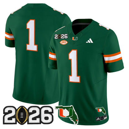 Men's Miami Hurricanes 2026 CFP Final & Florida Patch Vapor Limited Jersey - All Stitched