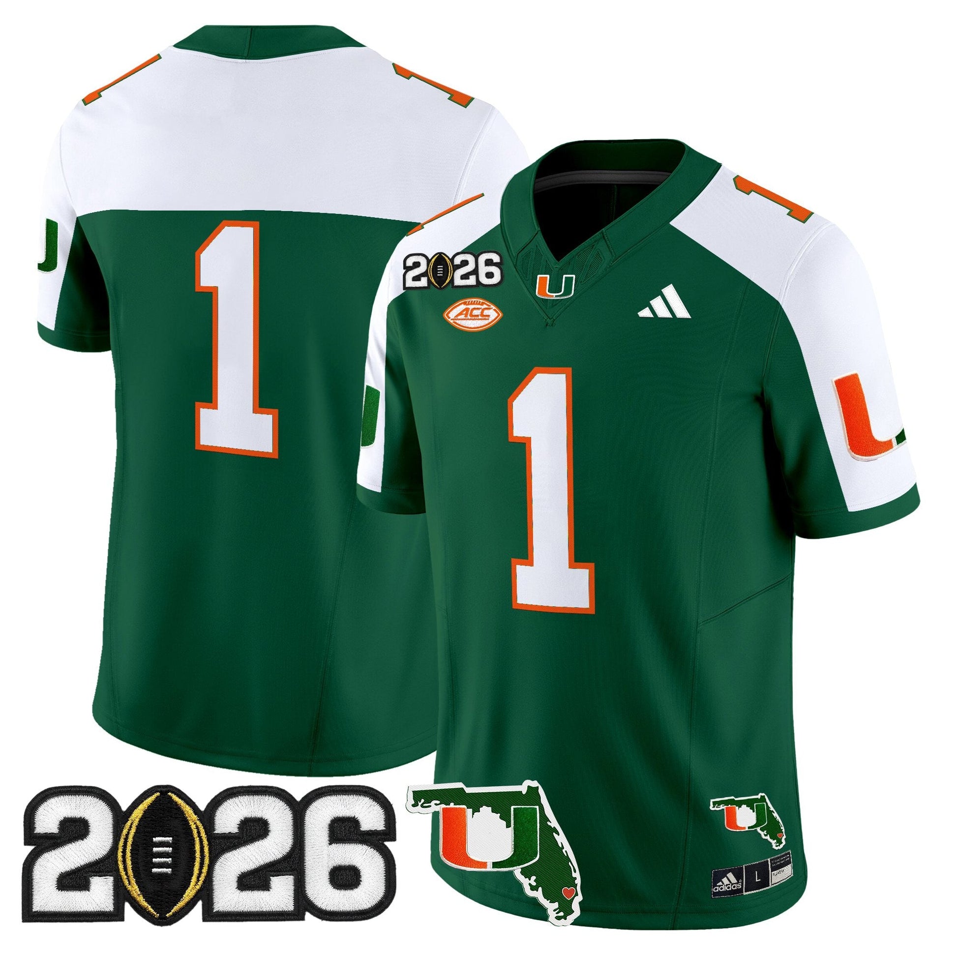 Men's Miami Hurricanes 2026 CFP Final & Florida Patch Vapor Limited Jersey - All Stitched