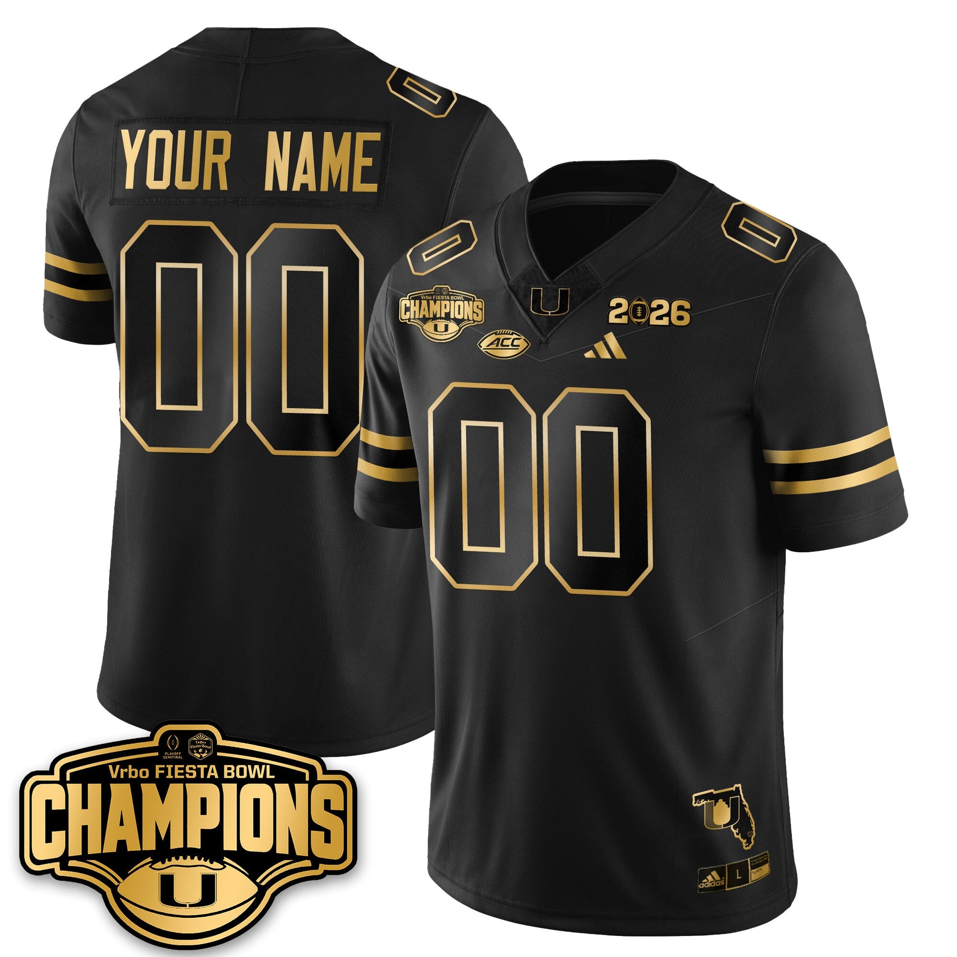 Custom MIA Football Vapor Limited Gold Jersey - Fiesta Bowl Champions - All Stitched