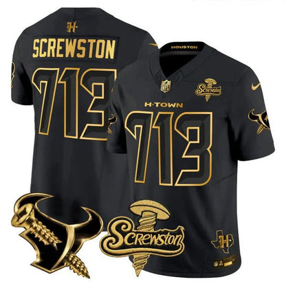 Men's Houston Texans DJ Screw Gold Vapor Limited Jersey - All Stitched
