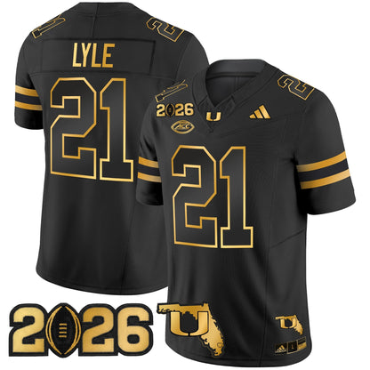 Men's Miami Hurricanes 2026 CFP Final & Florida Patch Gold Vapor Limited Jersey - All Stitched