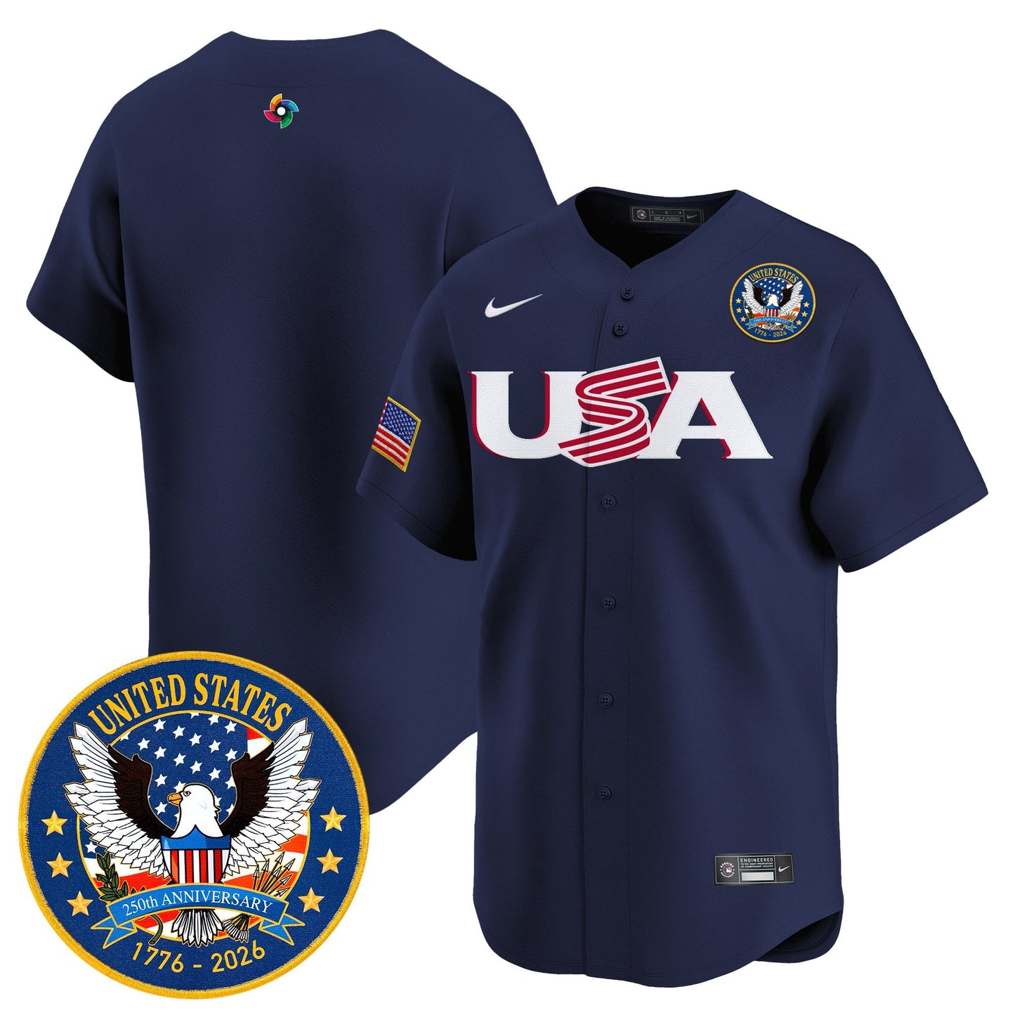 Men's Team USA World Baseball Classic United States 250th Anniversary Patch Vapor Premier Jersey - 2026 Roster - All Stitched