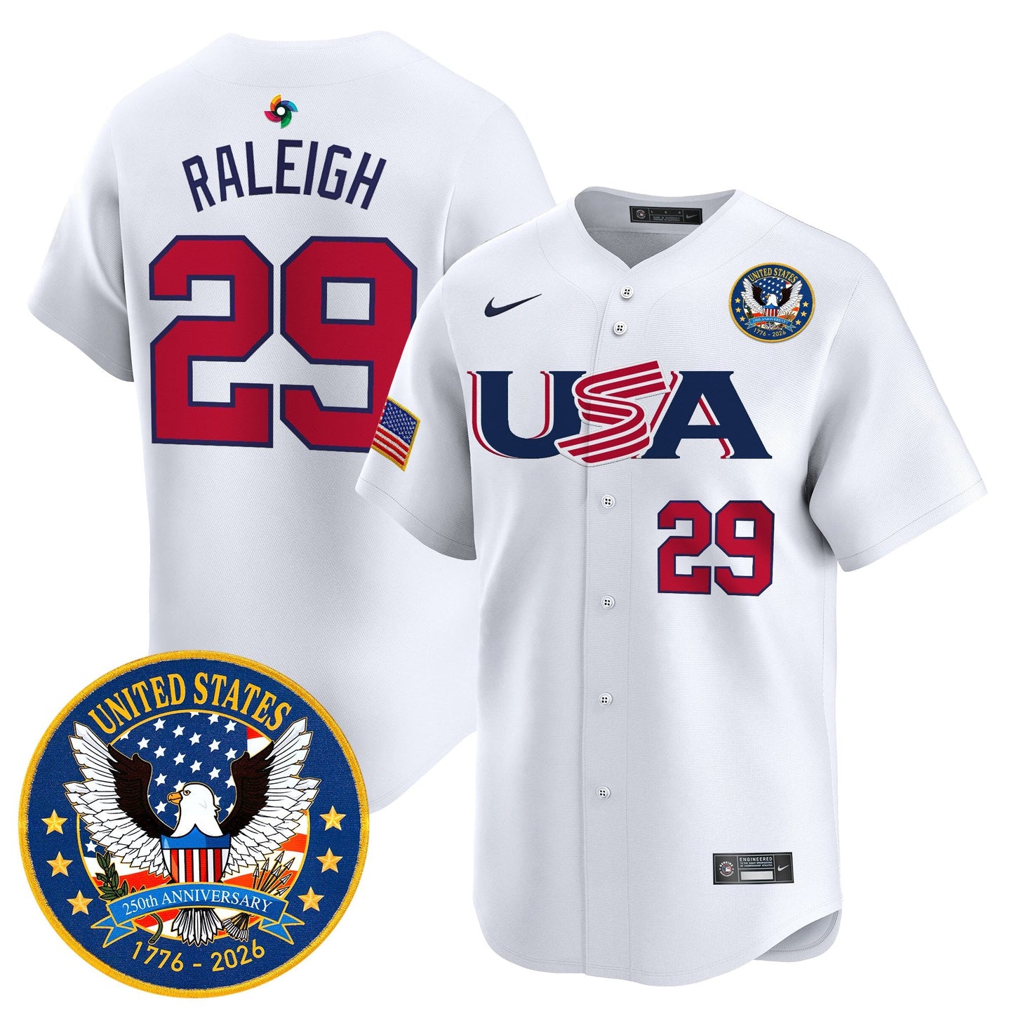 Men's Team USA World Baseball Classic United States 250th Anniversary Patch Vapor Premier Jersey - 2026 Roster - All Stitched