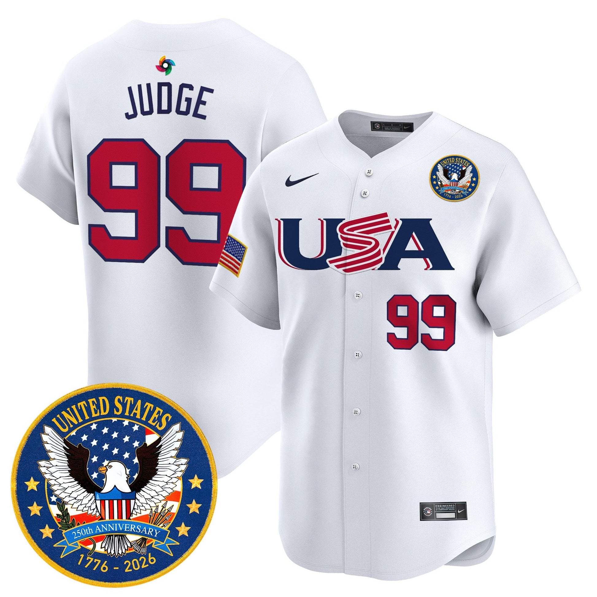 Men's Team USA World Baseball Classic United States 250th Anniversary Patch Vapor Premier Jersey - 2026 Roster - All Stitched