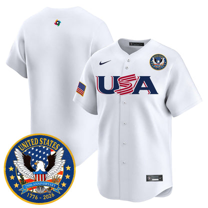 Men's Team USA World Baseball Classic United States 250th Anniversary Patch Vapor Premier Jersey - 2026 Roster - All Stitched
