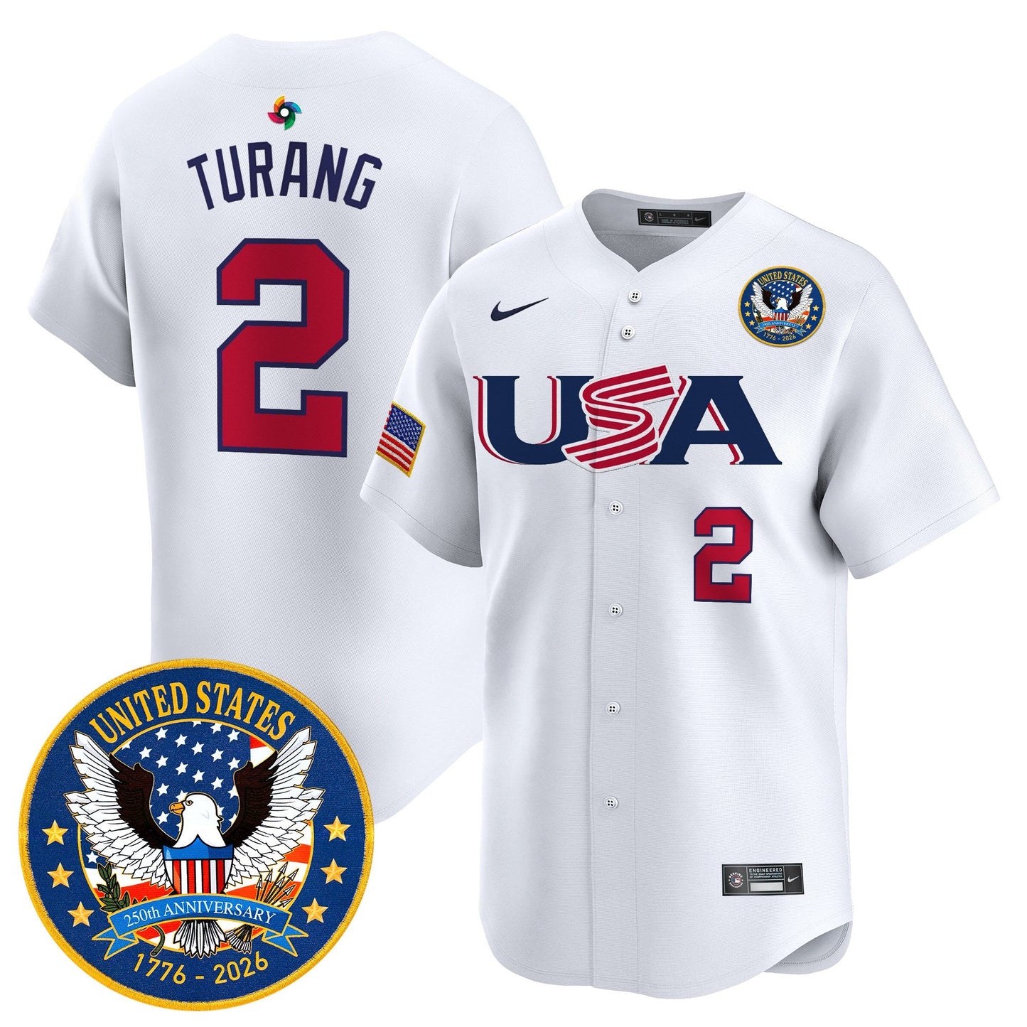 Men's Team USA World Baseball Classic United States 250th Anniversary Patch Vapor Premier Jersey - 2026 Roster - All Stitched