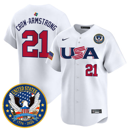 Men's Team USA World Baseball Classic United States 250th Anniversary Patch Vapor Premier Jersey - 2026 Roster - All Stitched