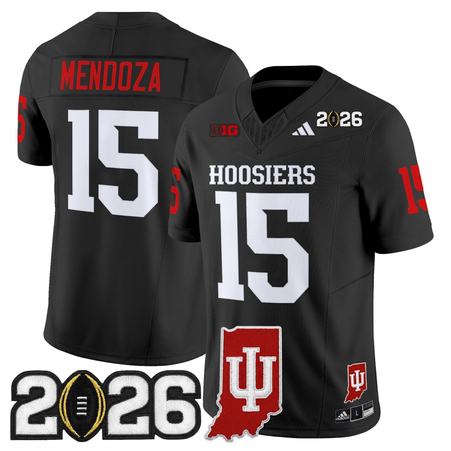 Men's Indiana Hoosiers 2026 CFP Final & Indiana State Patch Vapor Limited Jersey - All Stitched