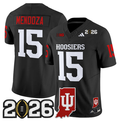 Men's Indiana Hoosiers 2026 CFP Final & Indiana State Patch Vapor Limited Jersey - All Stitched