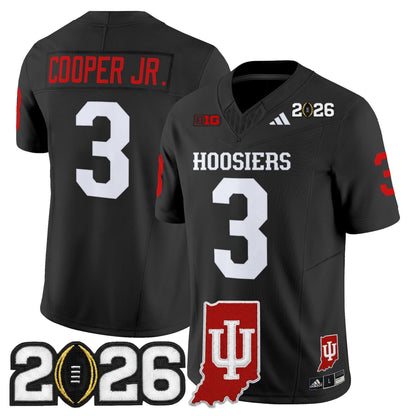 Men's Indiana Hoosiers 2026 CFP Final & Indiana State Patch Vapor Limited Jersey - All Stitched