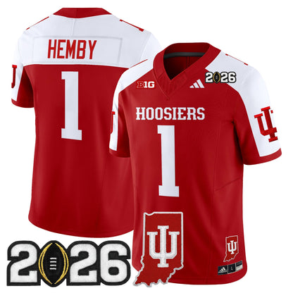 Men's Indiana Hoosiers 2026 CFP Final & Indiana State Patch Vapor Limited Jersey - All Stitched