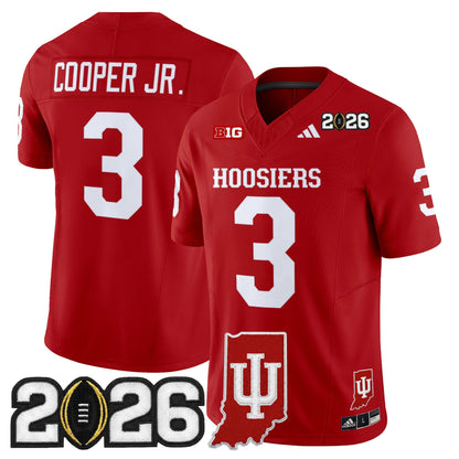 Men's Indiana Hoosiers 2026 CFP Final & Indiana State Patch Vapor Limited Jersey - All Stitched