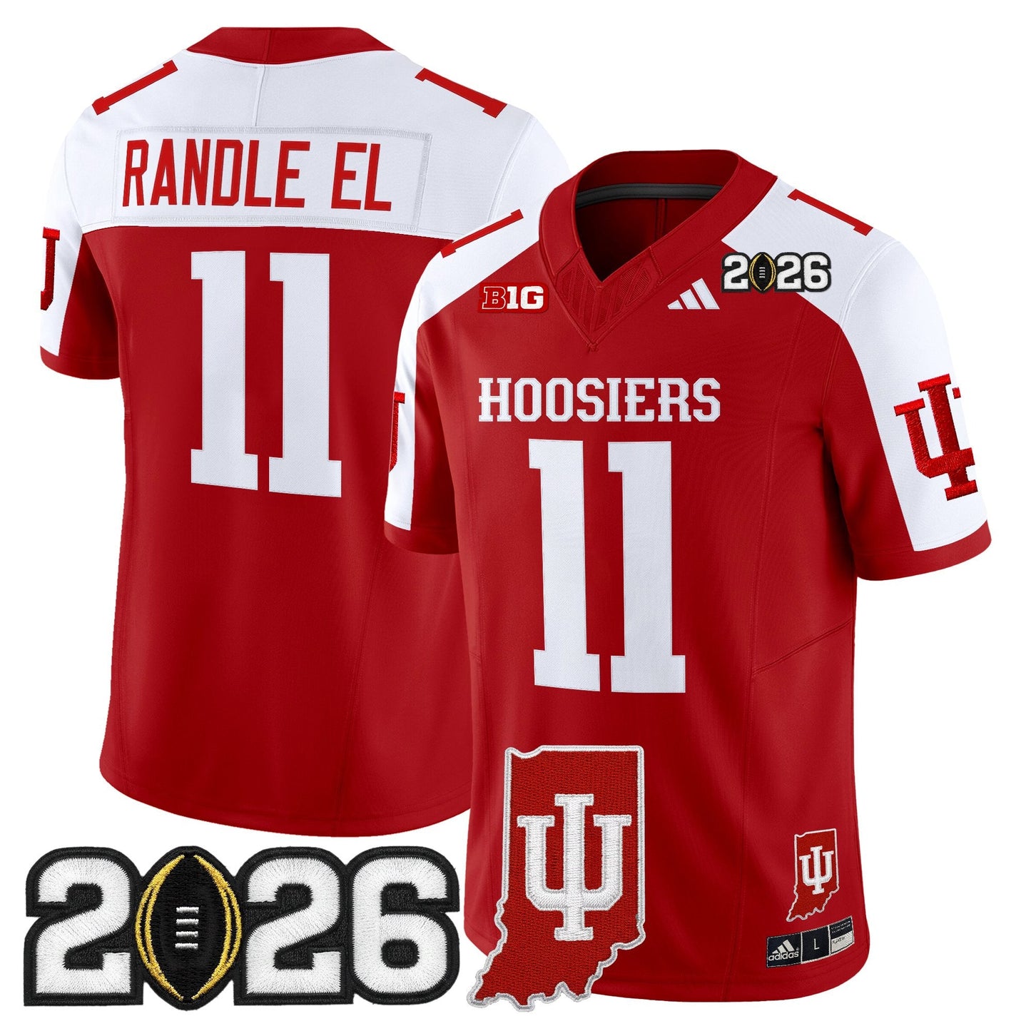 Men's Indiana Hoosiers 2026 CFP Final & Indiana State Patch Vapor Limited Jersey - All Stitched