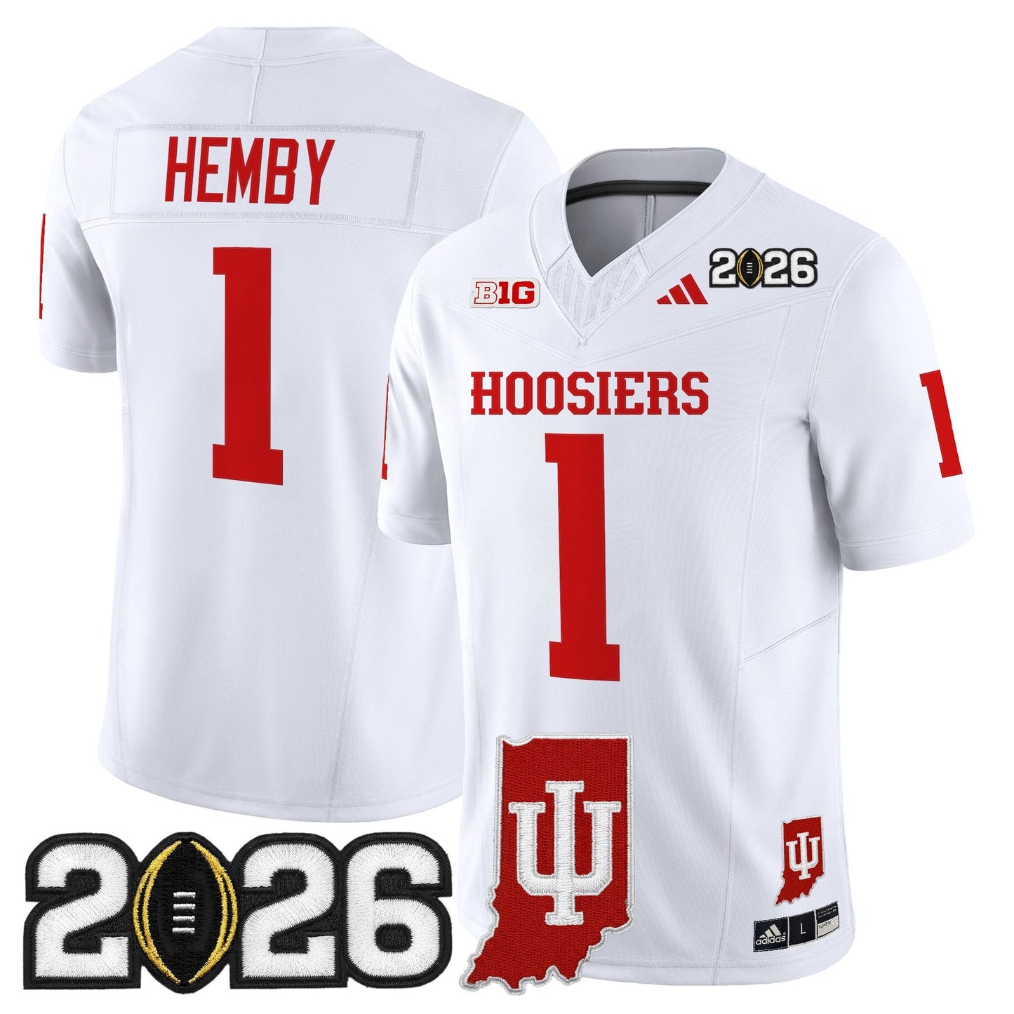 Men's Indiana Hoosiers 2026 CFP Final & Indiana State Patch Vapor Limited Jersey - All Stitched