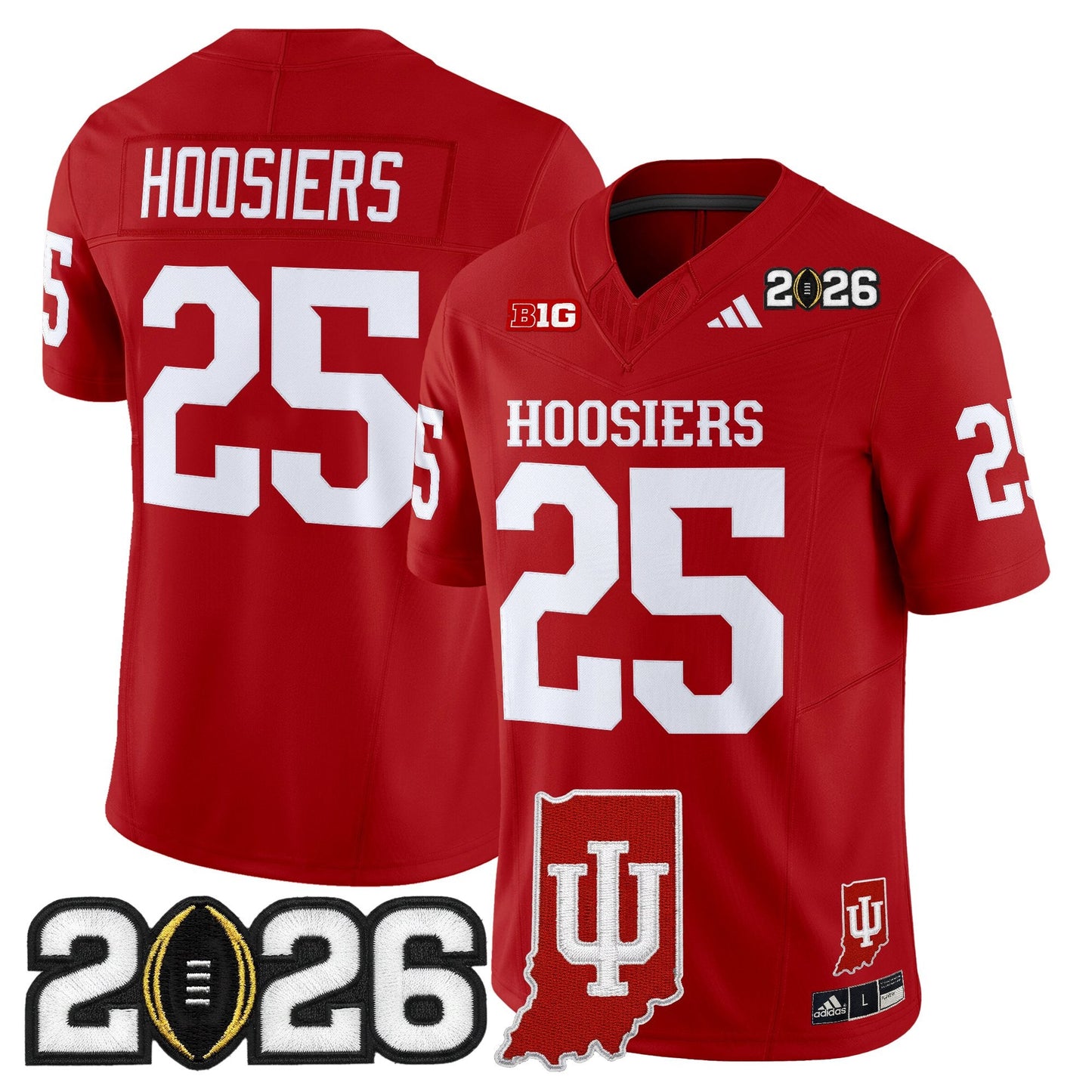 Men's Indiana Hoosiers 2026 CFP Final & Indiana State Patch Vapor Limited Jersey - All Stitched