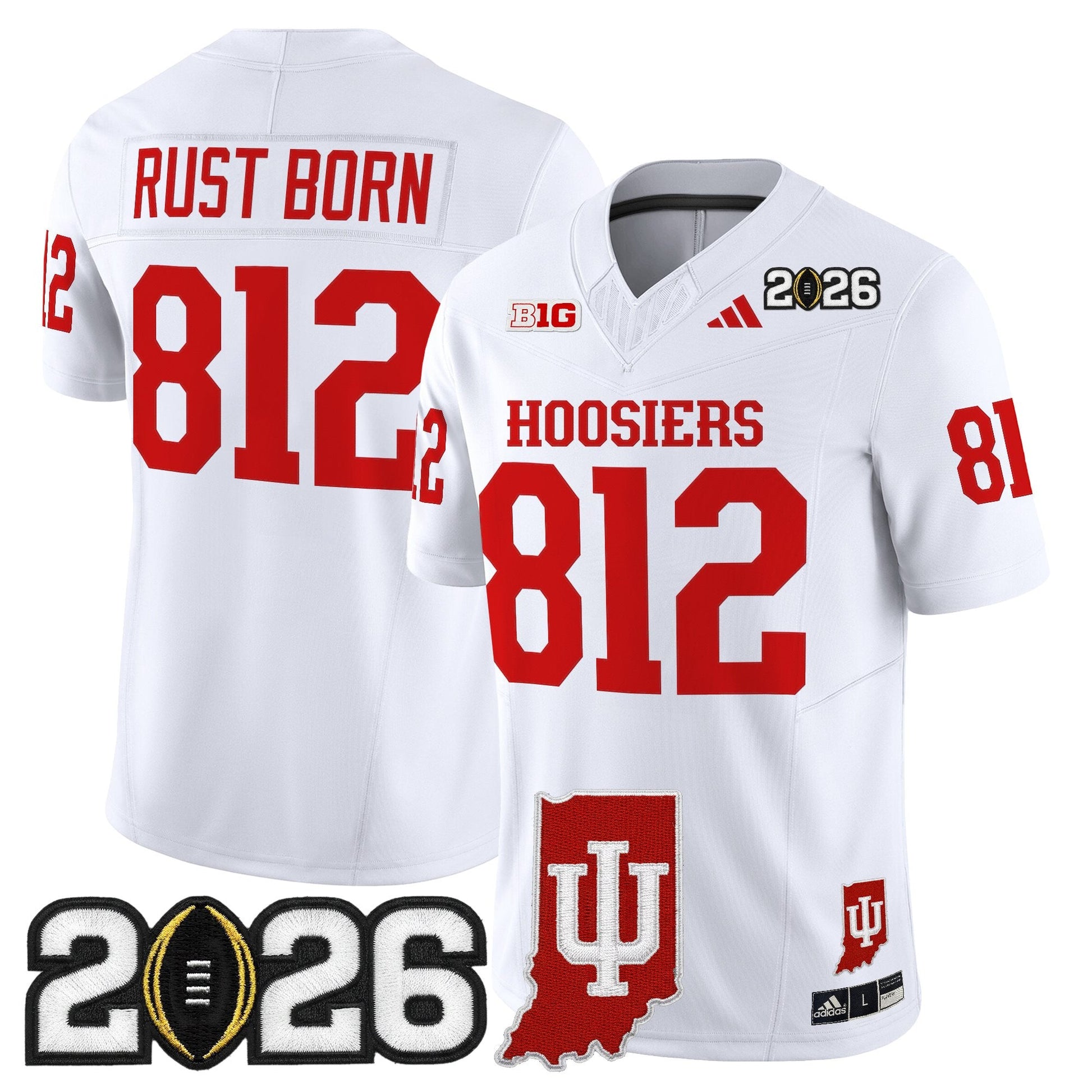 Men's Indiana Hoosiers 2026 CFP Final & Indiana State Patch Vapor Limited Jersey - All Stitched