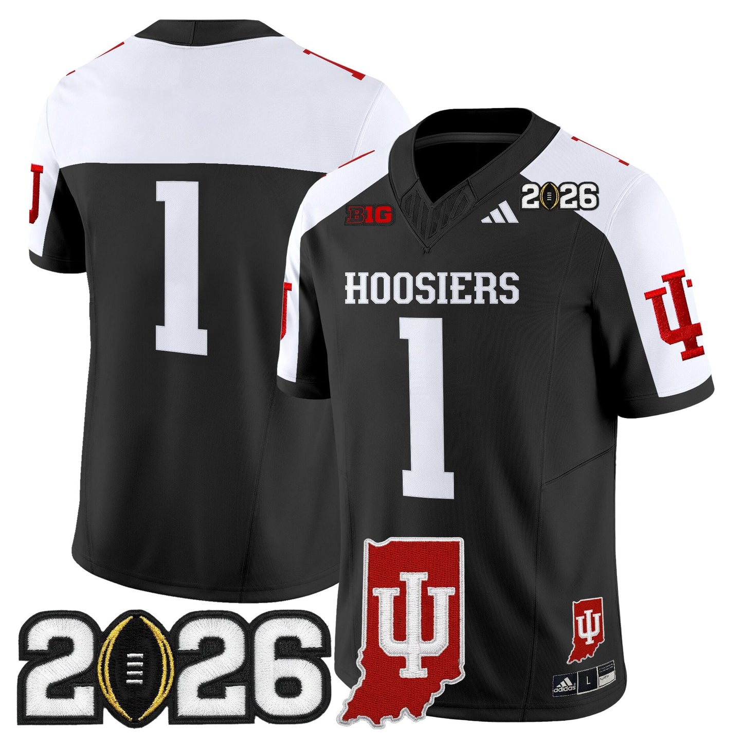 Men's Indiana Hoosiers 2026 CFP Final & Indiana State Patch Vapor Limited Jersey - All Stitched