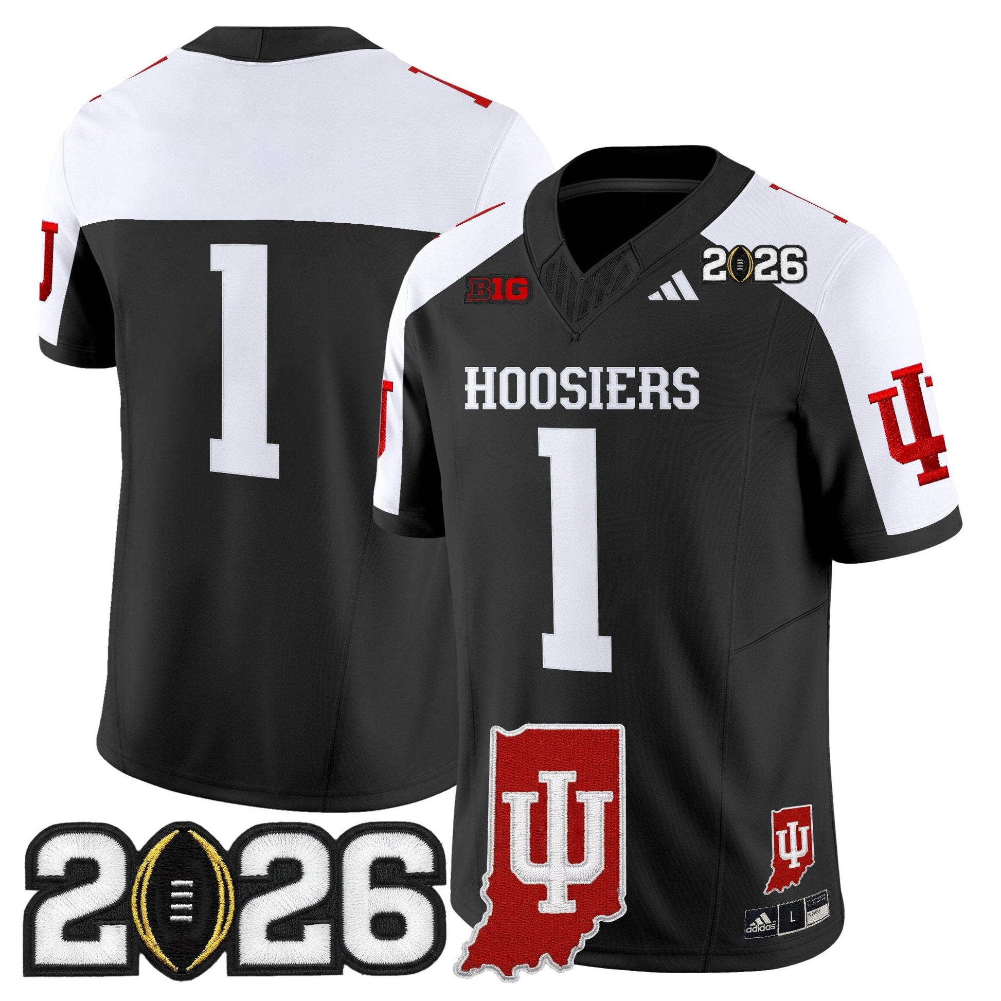 Men's Indiana Hoosiers 2026 CFP Final & Indiana State Patch Vapor Limited Jersey - All Stitched