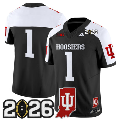 Men's Indiana Hoosiers 2026 CFP Final & Indiana State Patch Vapor Limited Jersey - All Stitched