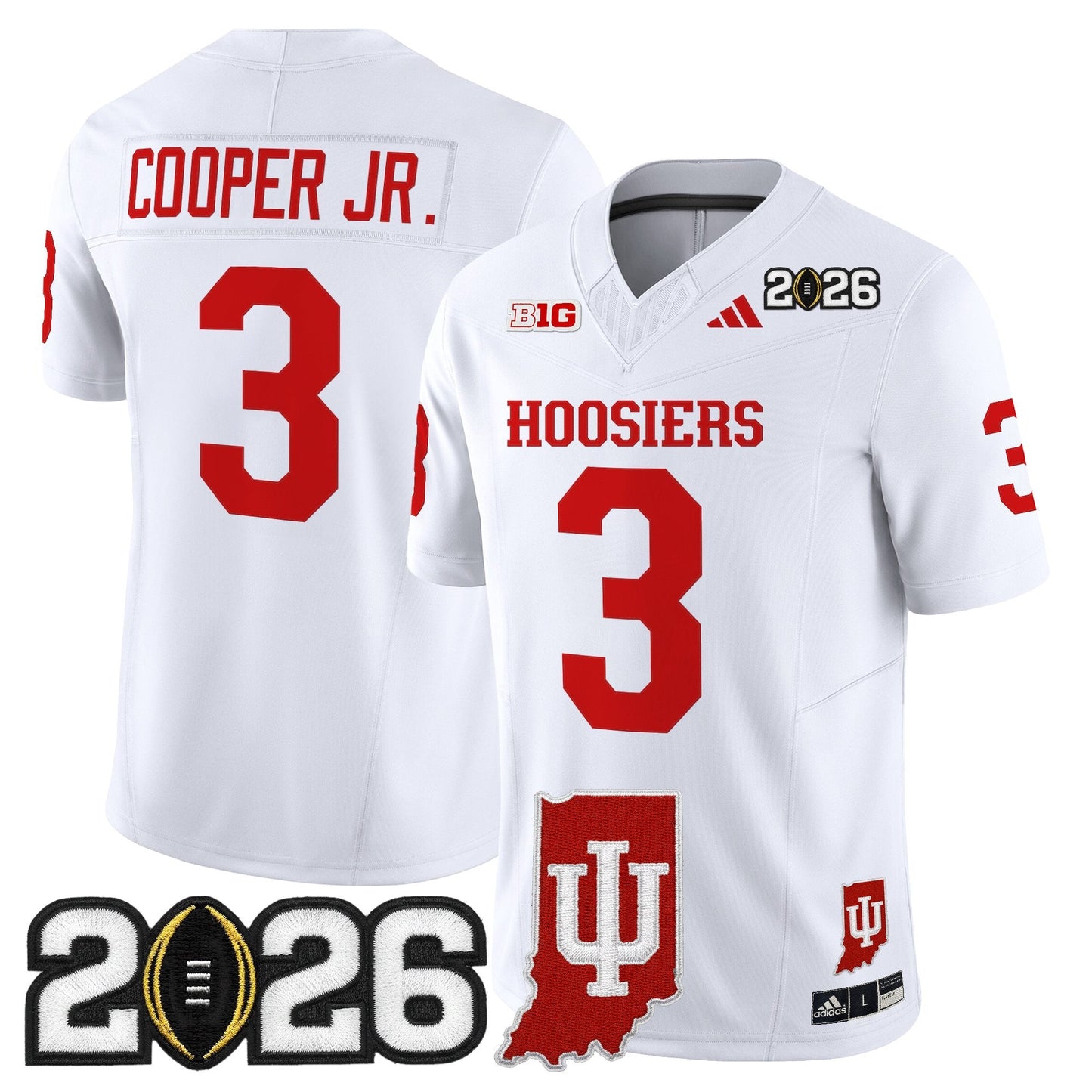 Men's Indiana Hoosiers 2026 CFP Final & Indiana State Patch Vapor Limited Jersey - All Stitched