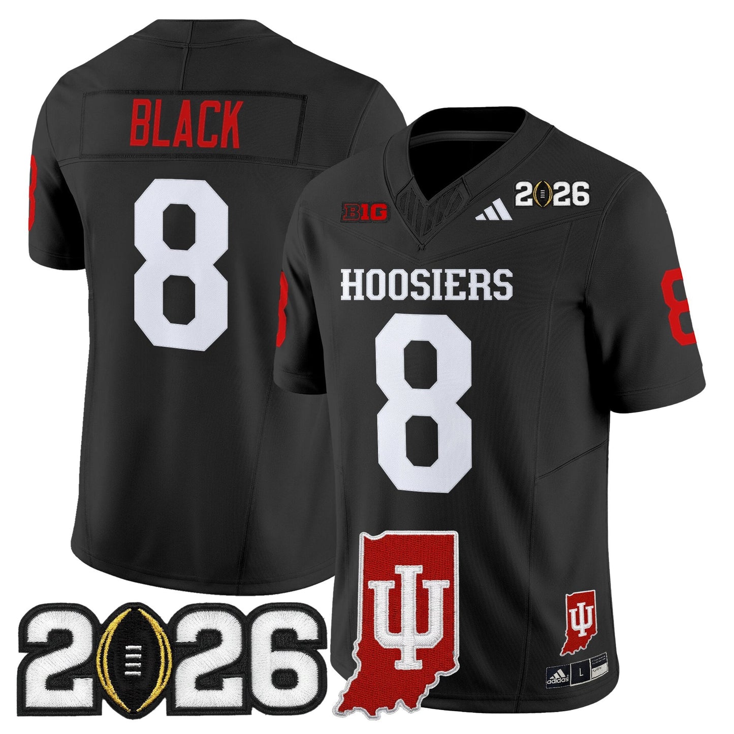 Men's Indiana Hoosiers 2026 CFP Final & Indiana State Patch Vapor Limited Jersey - All Stitched