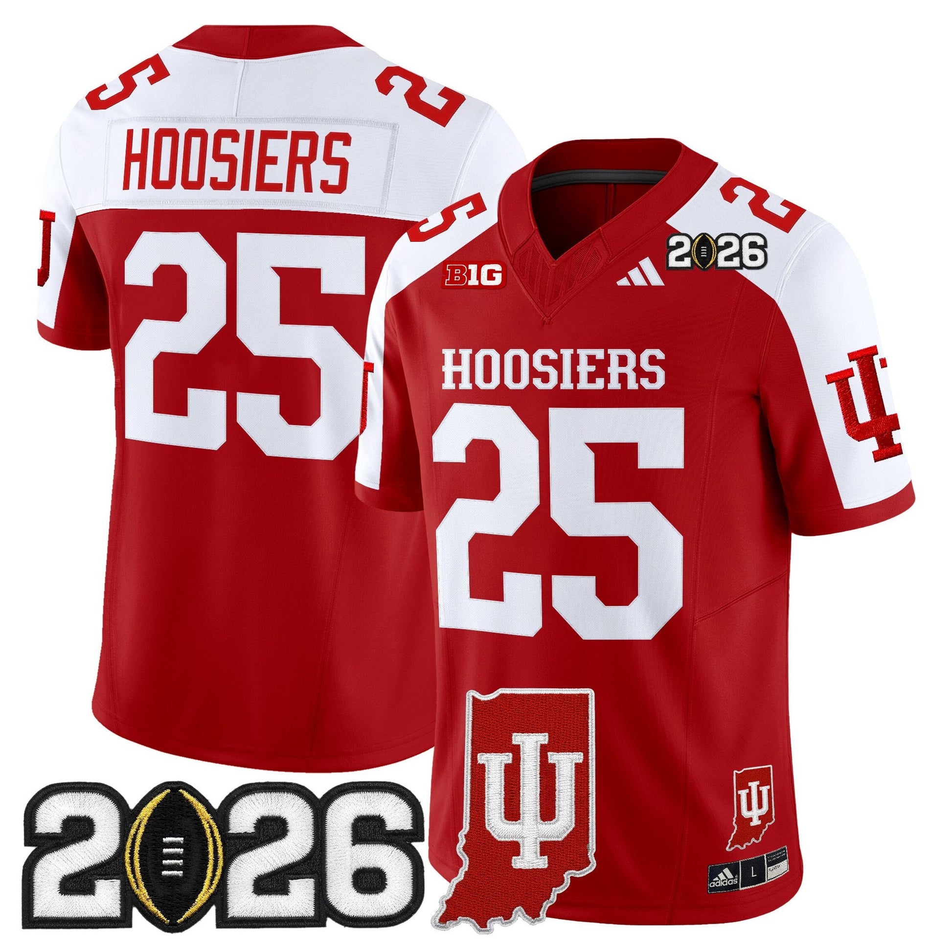 Men's Indiana Hoosiers 2026 CFP Final & Indiana State Patch Vapor Limited Jersey - All Stitched