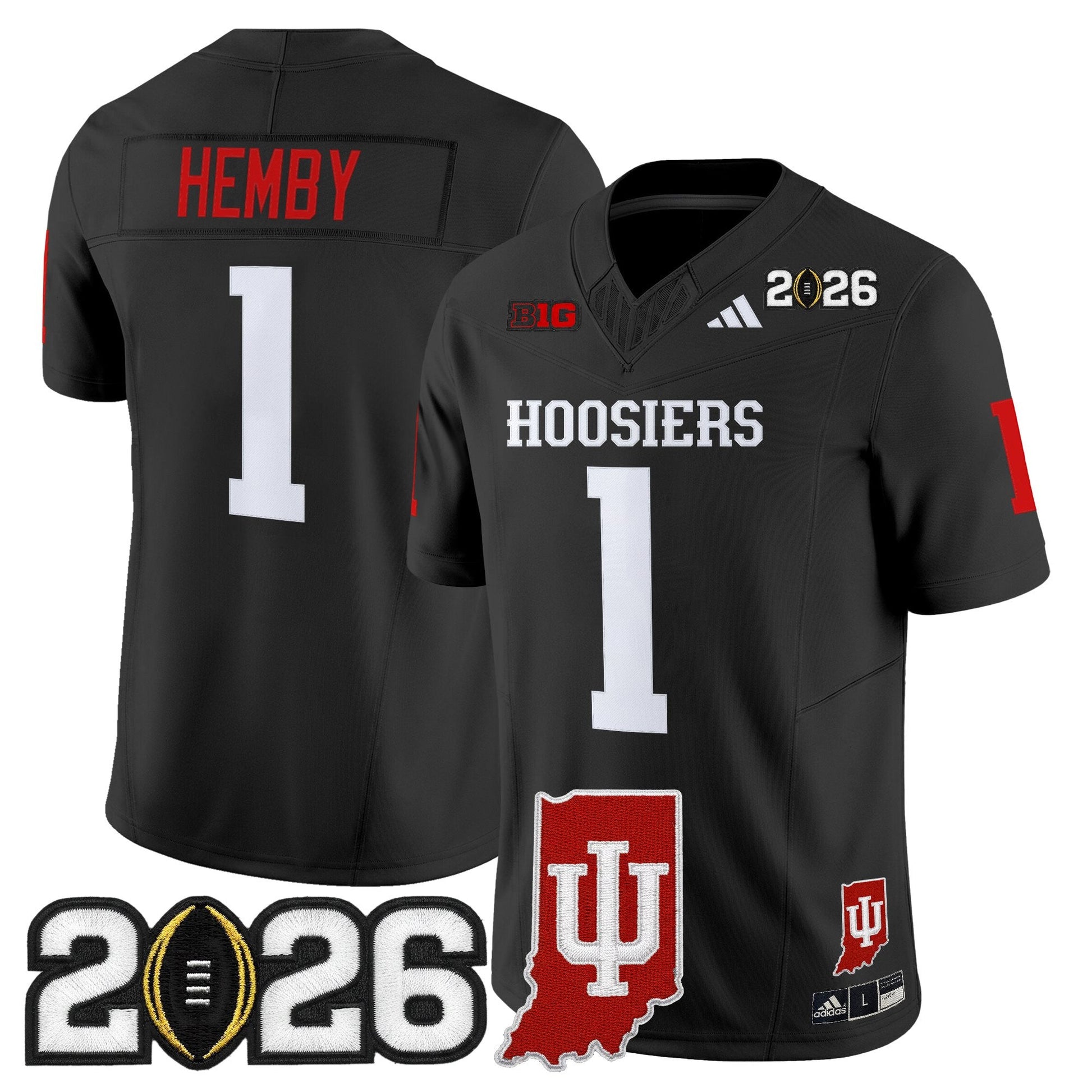 Men's Indiana Hoosiers 2026 CFP Final & Indiana State Patch Vapor Limited Jersey - All Stitched