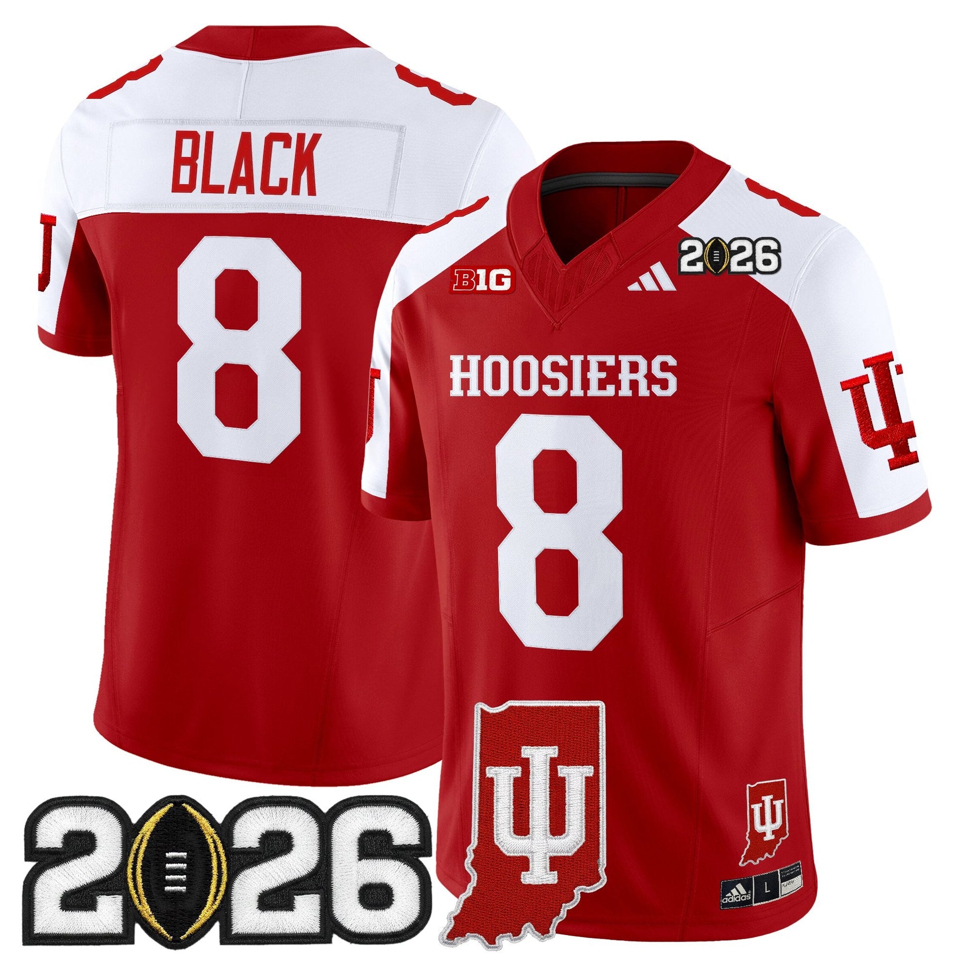Men's Indiana Hoosiers 2026 CFP Final & Indiana State Patch Vapor Limited Jersey - All Stitched