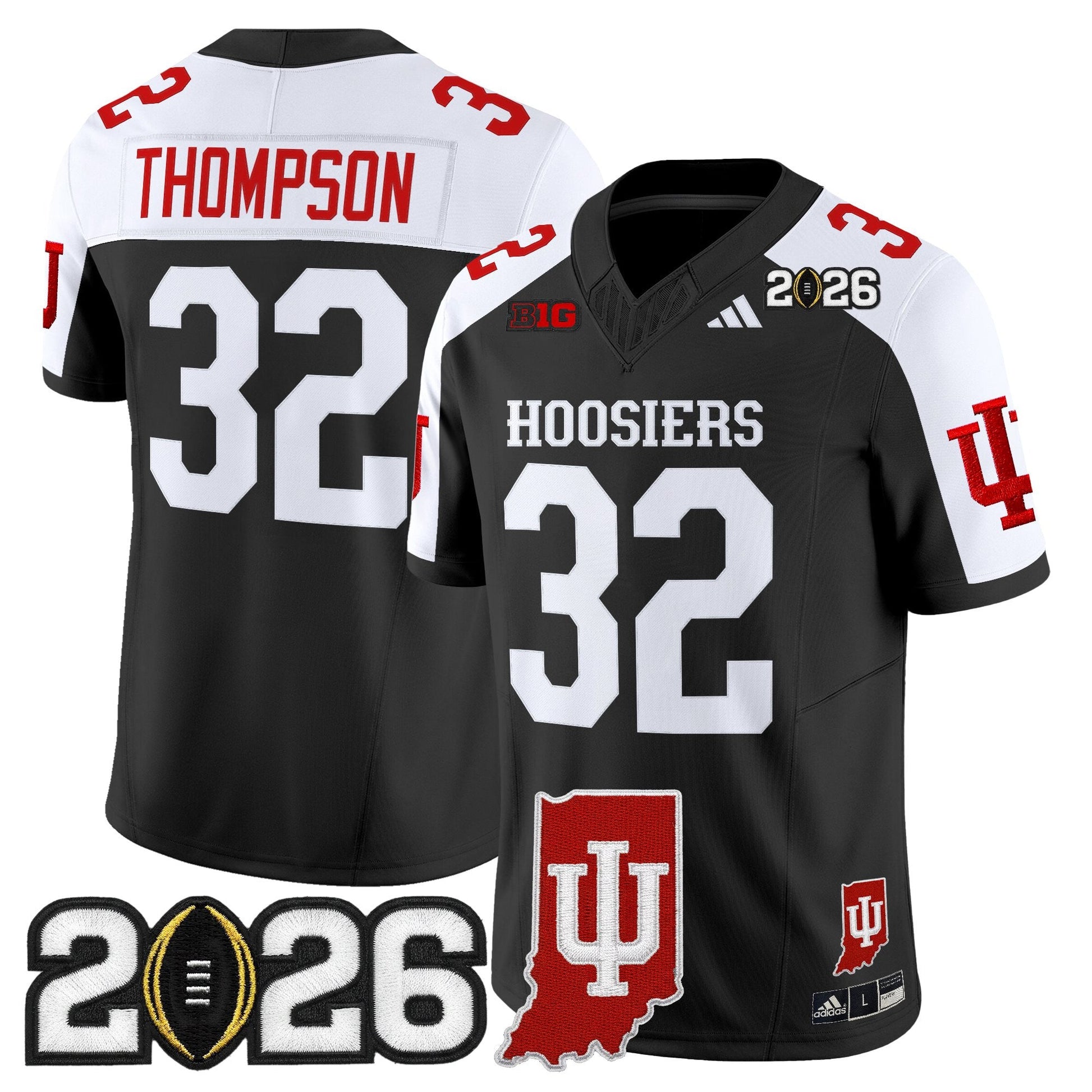 Men's Indiana Hoosiers 2026 CFP Final & Indiana State Patch Vapor Limited Jersey - All Stitched