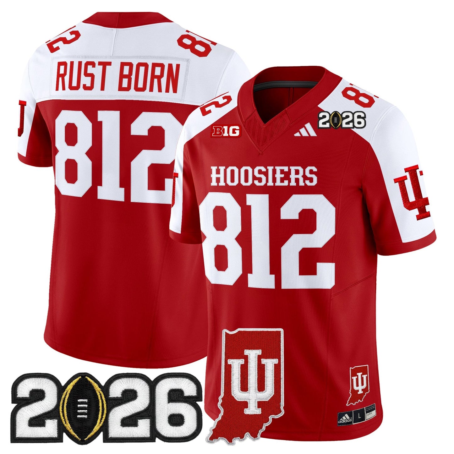 Men's Indiana Hoosiers 2026 CFP Final & Indiana State Patch Vapor Limited Jersey - All Stitched
