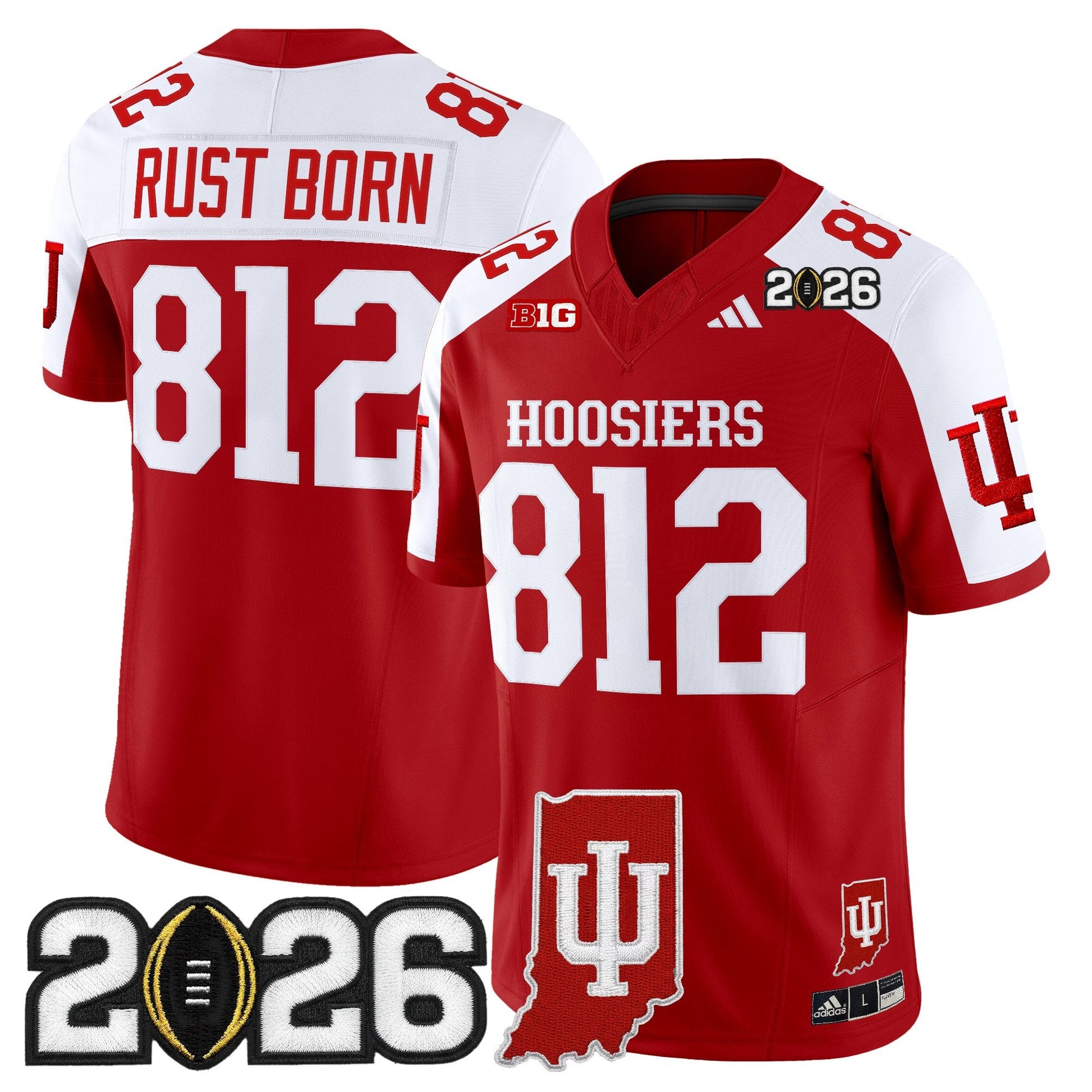 Men's Indiana Hoosiers 2026 CFP Final & Indiana State Patch Vapor Limited Jersey - All Stitched