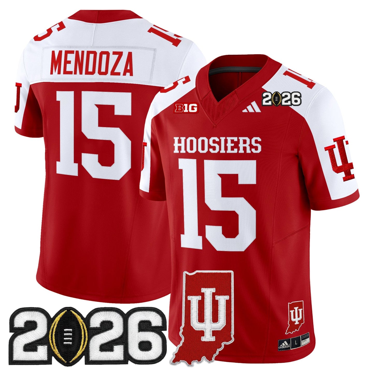 Men's Indiana Hoosiers 2026 CFP Final & Indiana State Patch Vapor Limited Jersey - All Stitched