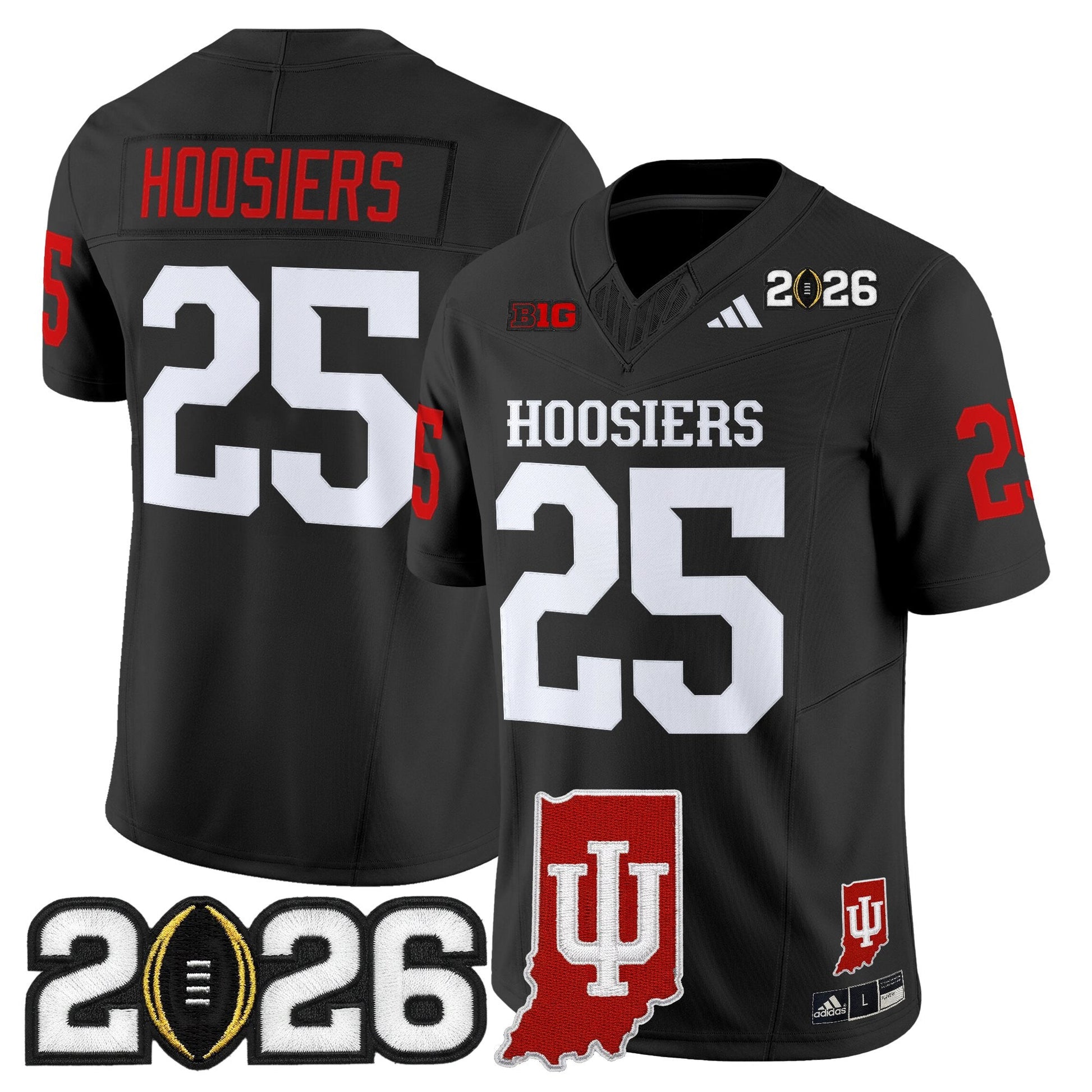 Men's Indiana Hoosiers 2026 CFP Final & Indiana State Patch Vapor Limited Jersey - All Stitched