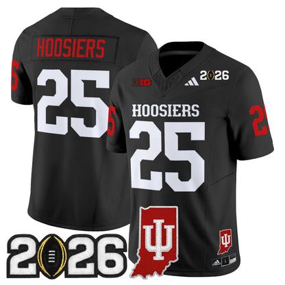 Men's Indiana Hoosiers 2026 CFP Final & Indiana State Patch Vapor Limited Jersey - All Stitched