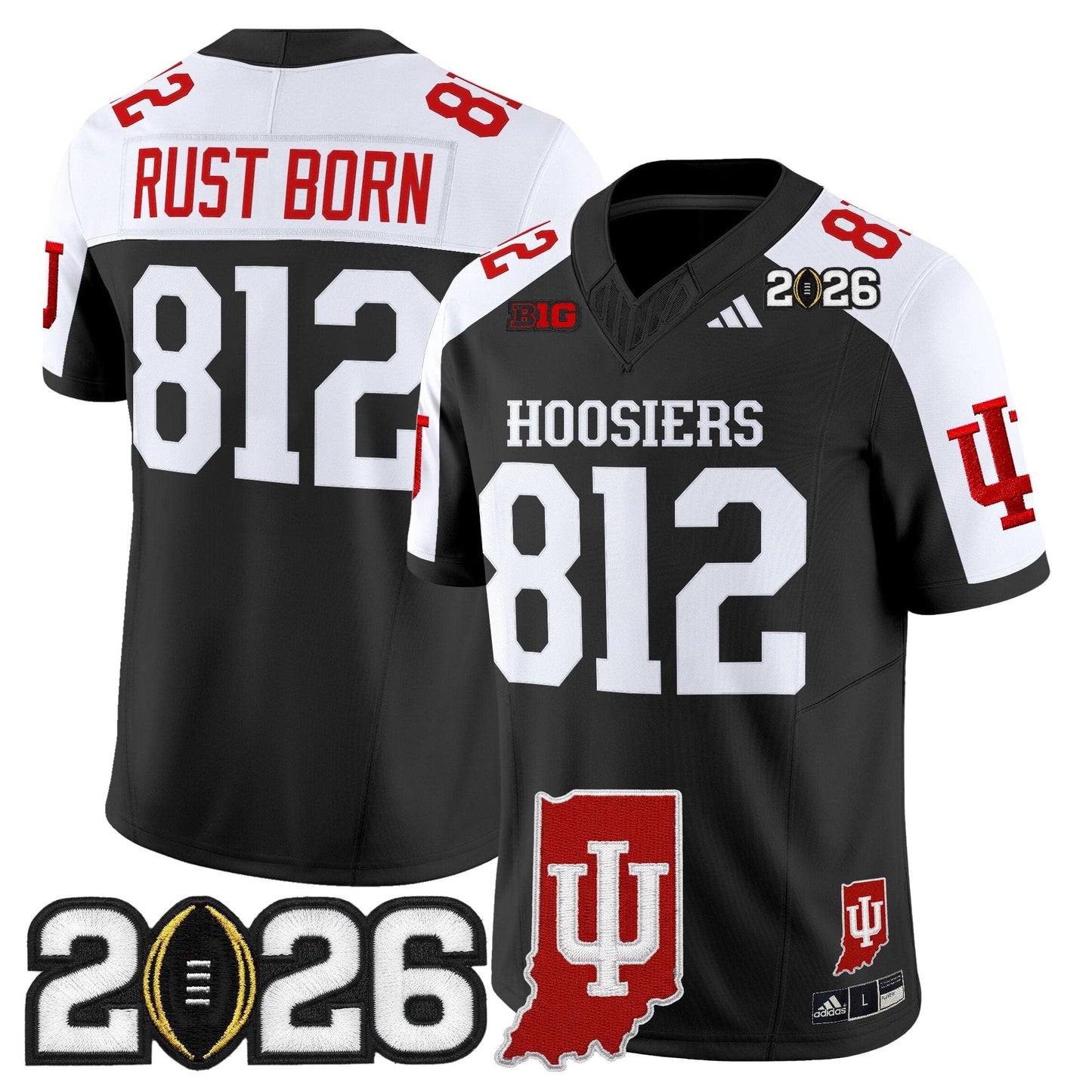 Men's Indiana Hoosiers 2026 CFP Final & Indiana State Patch Vapor Limited Jersey - All Stitched
