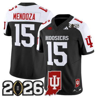 Men's Indiana Hoosiers 2026 CFP Final & Indiana State Patch Vapor Limited Jersey - All Stitched