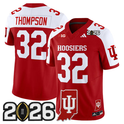 Men's Indiana Hoosiers 2026 CFP Final & Indiana State Patch Vapor Limited Jersey - All Stitched